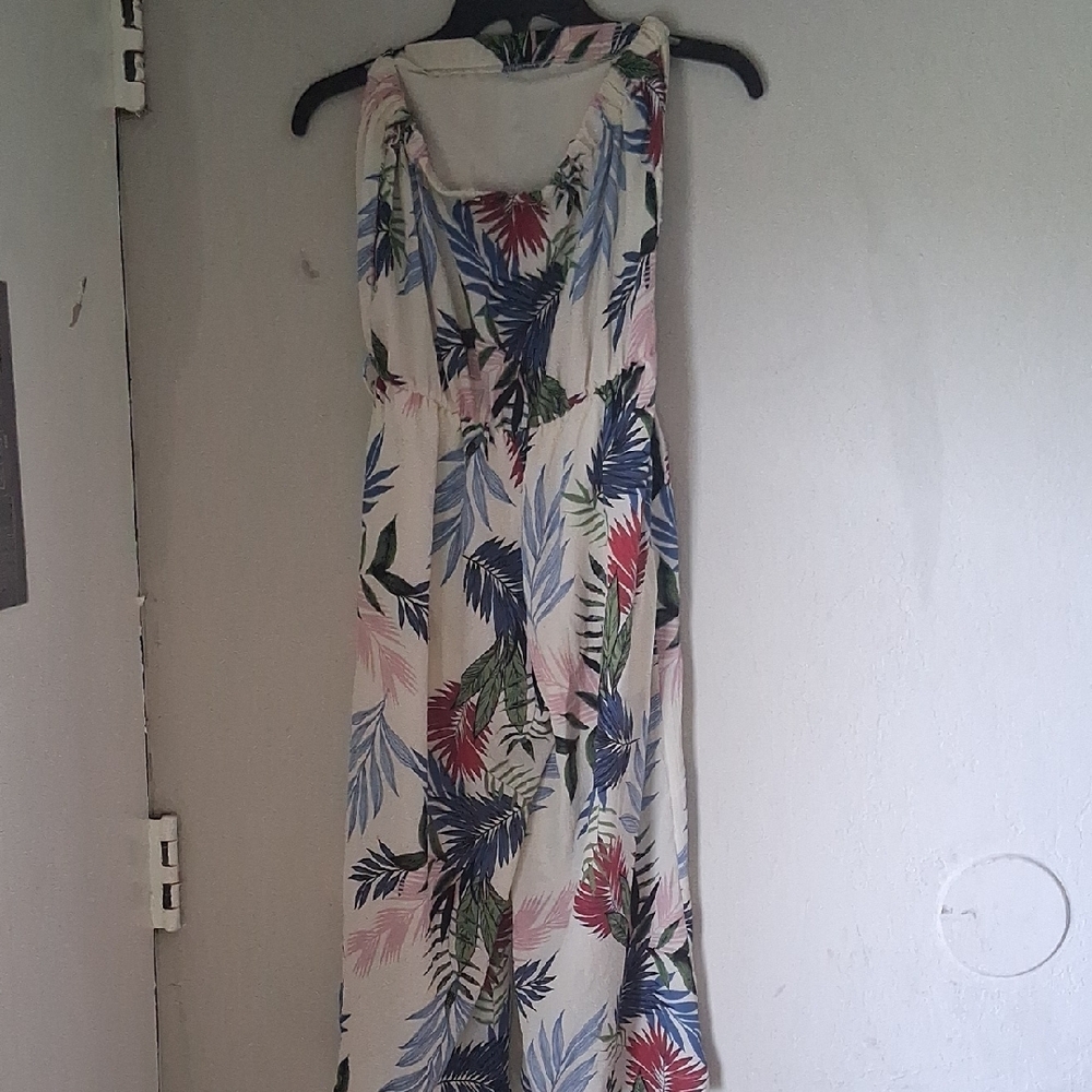 Purple Snow Asymmetrical Romper with Tropical Print - Picture 2 of 2